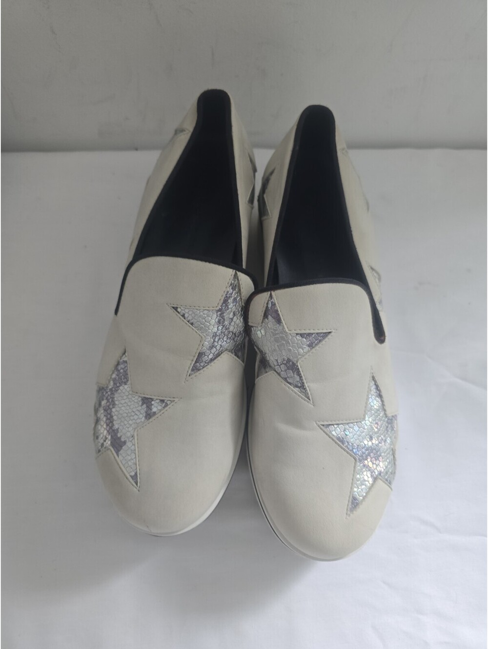 Stella McCartney Binx Beige Silver Star Platform Slip On Sneaker Shoes Size 37
